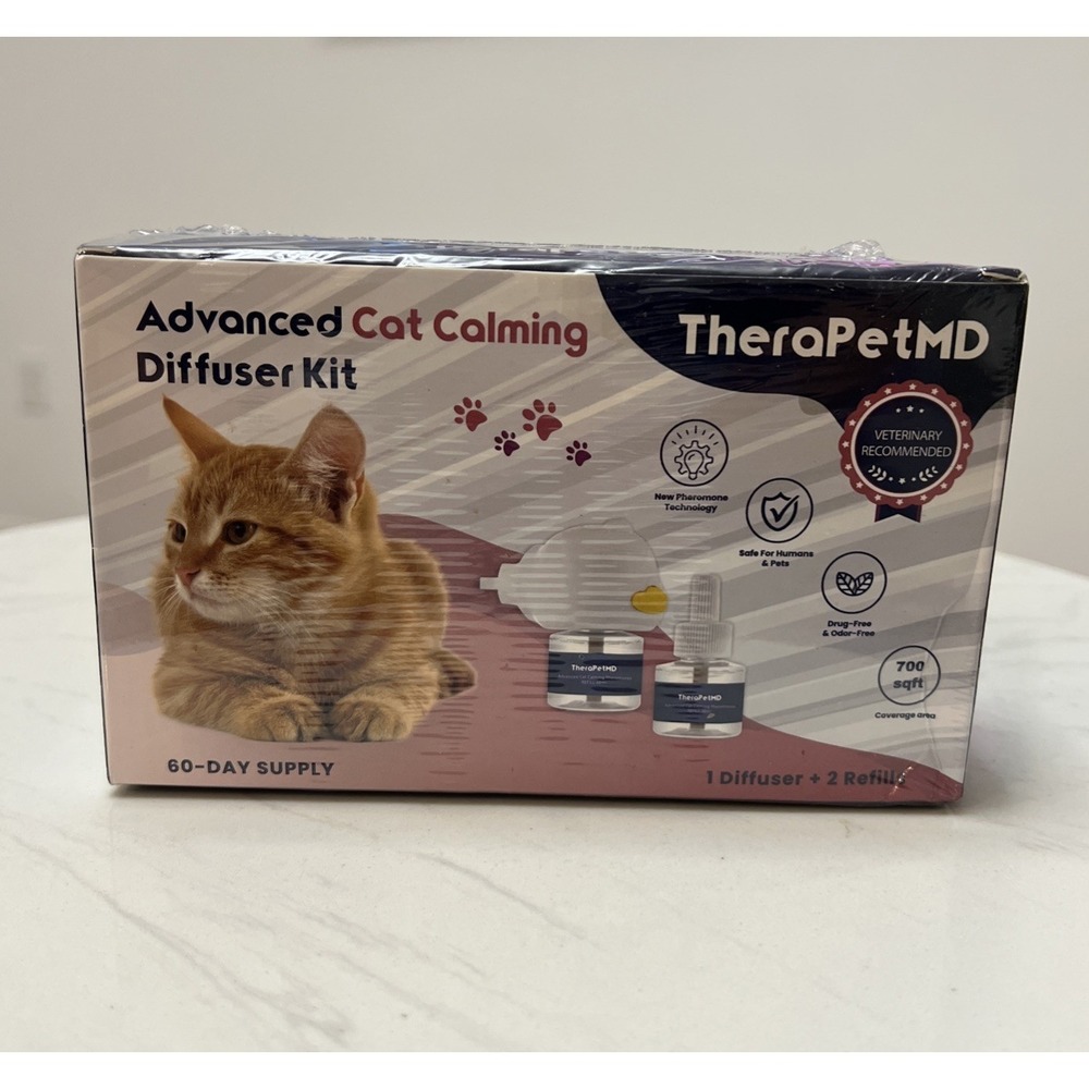 TheraPetMD Advanced Cat Calming Diffuser Kit 60 Day Supply 1‎ Diffuser 2 Refills